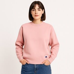 Russell Athletic‎ Vintage Crewneck Sweatshirt Pink Ribbed Unisex Small USA